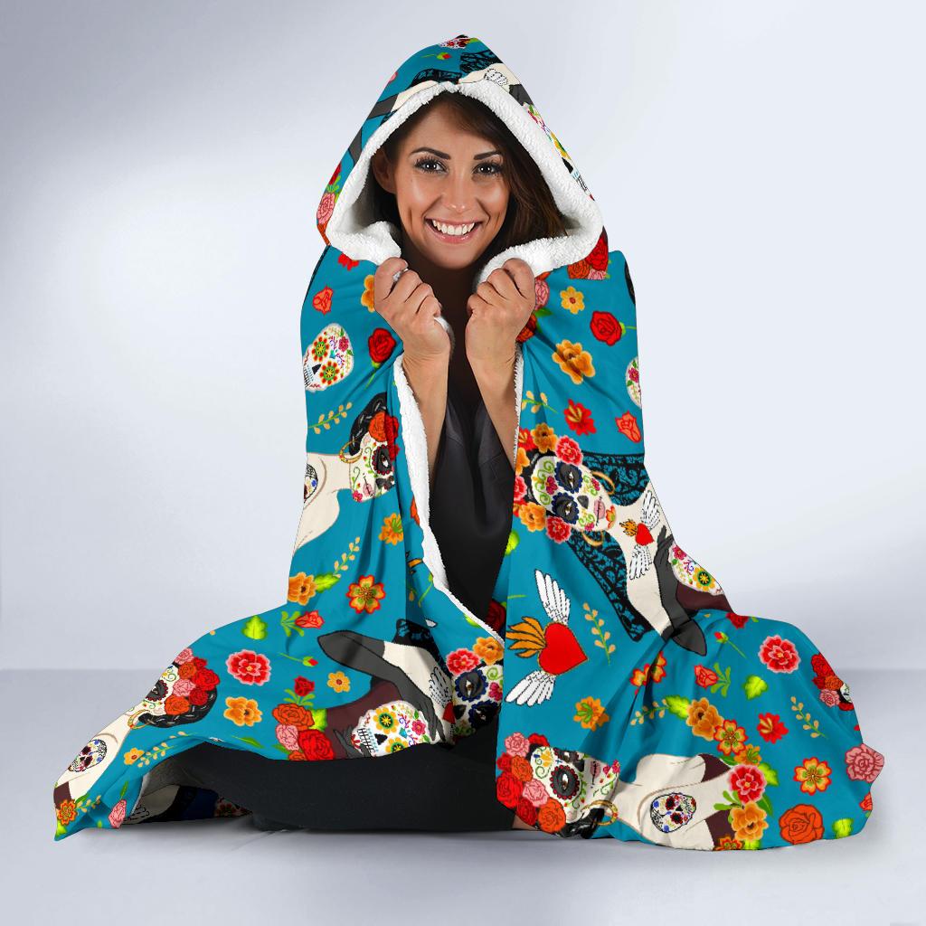 Day of the Dead Old School Girl Design Hooded Blanket-JTAMIGO.COM