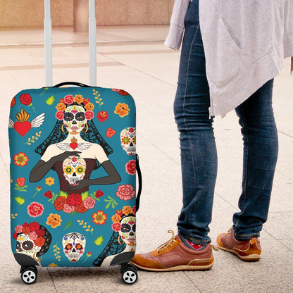 Day Of The Dead Old School Girl Design Luggage Cover Protector