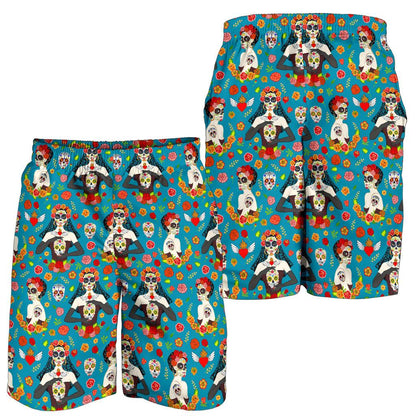 Day of the Dead Old School Girl Design Mens Shorts-JTAMIGO.COM