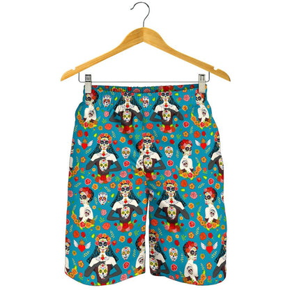 Day of the Dead Old School Girl Design Mens Shorts-JTAMIGO.COM