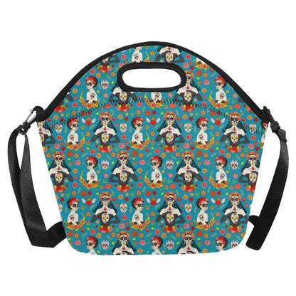 Day of the Dead Old School Girl Design Neoprene Lunch Bag (Model 1669)(Large)-JTAMIGO.COM