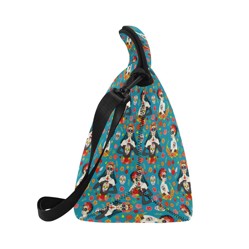Day of the Dead Old School Girl Design Neoprene Lunch Bag (Model 1669)(Large)-JTAMIGO.COM