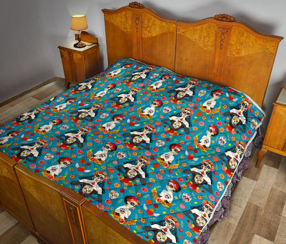 Day of the Dead Old School Girl Design Premium Quilt-JTAMIGO.COM