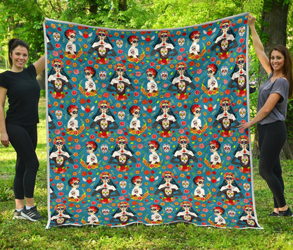 Day of the Dead Old School Girl Design Premium Quilt-JTAMIGO.COM