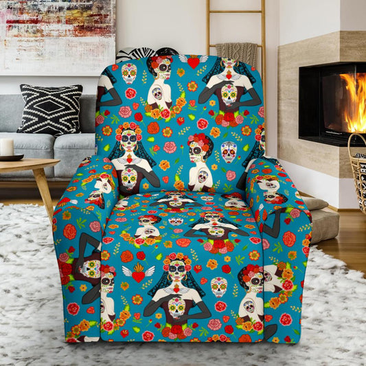 Day of the Dead Old School Girl Design Single Sofa Slipcover -JTAMIGO.COM