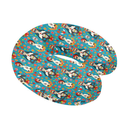 Day of the Dead Old School Girl Design U-Shaped Travel Neck Pillow-JTAMIGO.COM