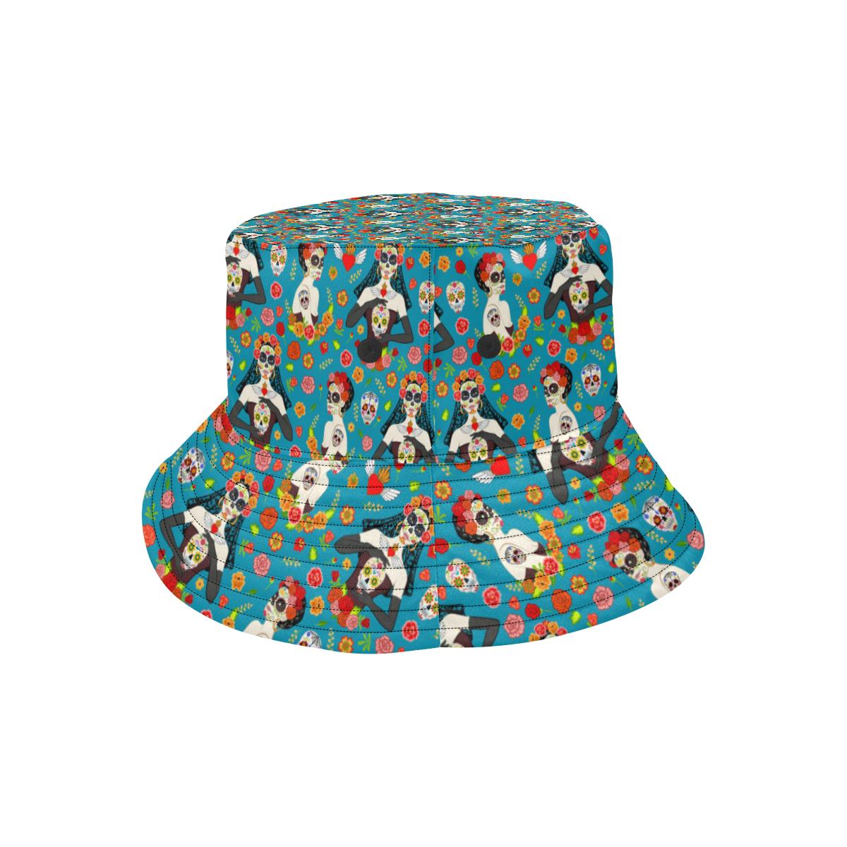 Day of the Dead Old School Girl Design Unisex Bucket Hat