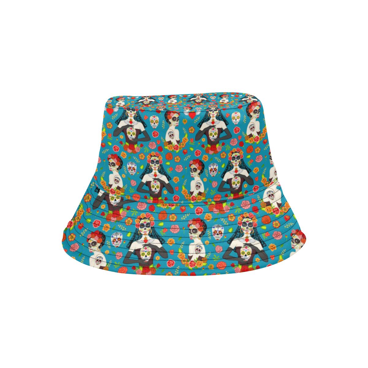 Day of the Dead Old School Girl Design Unisex Bucket Hat