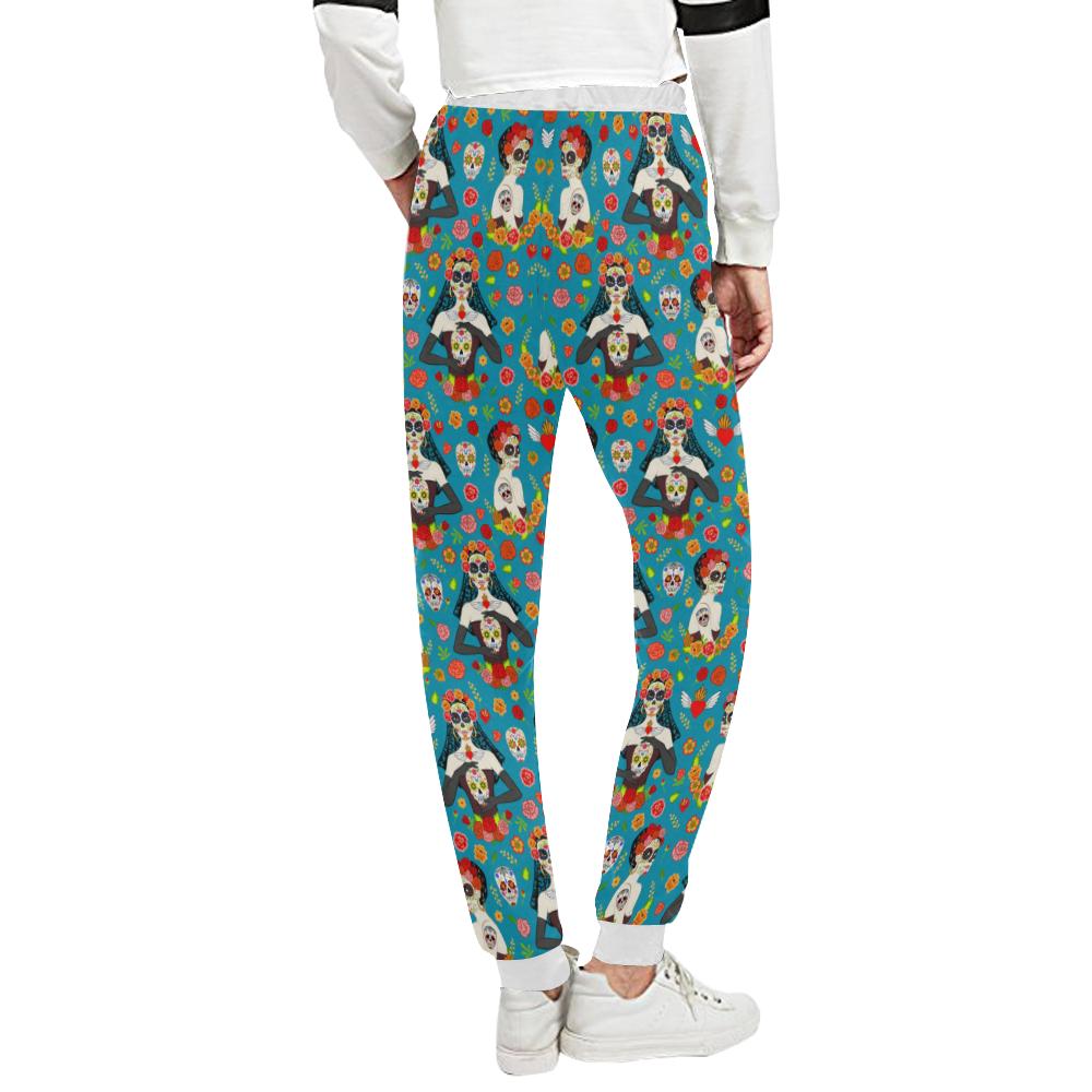 Day of the Dead Old School Girl Design Unisex Casual Sweatpants (Model L11)-JTAMIGO.COM