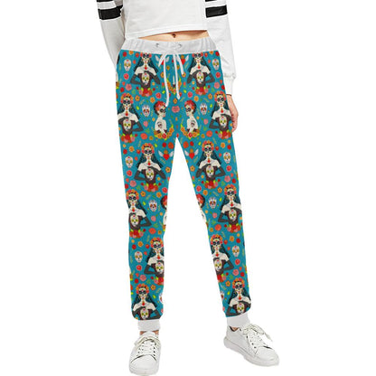 Day of the Dead Old School Girl Design Unisex Casual Sweatpants (Model L11)-JTAMIGO.COM