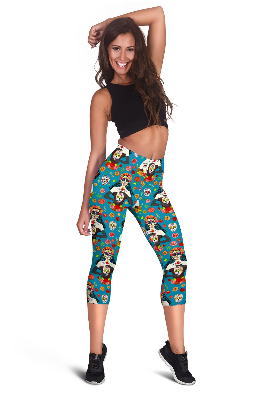 Day of the Dead Old School Girl Design Women Capris
