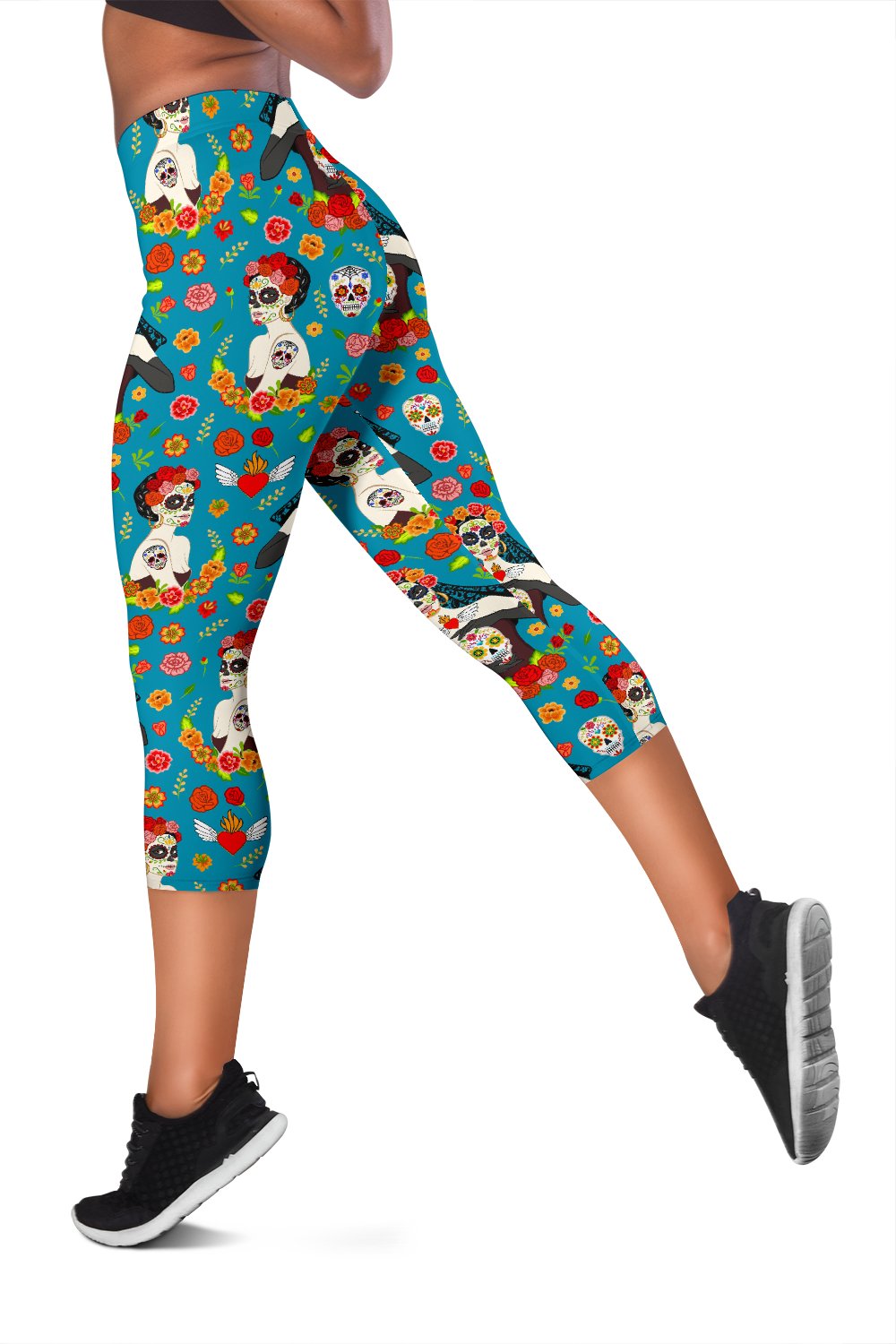Day of the Dead Old School Girl Design Women Capris