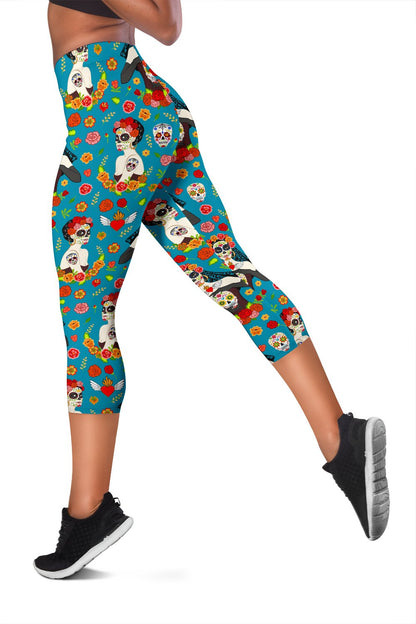 Day of the Dead Old School Girl Design Women Capris