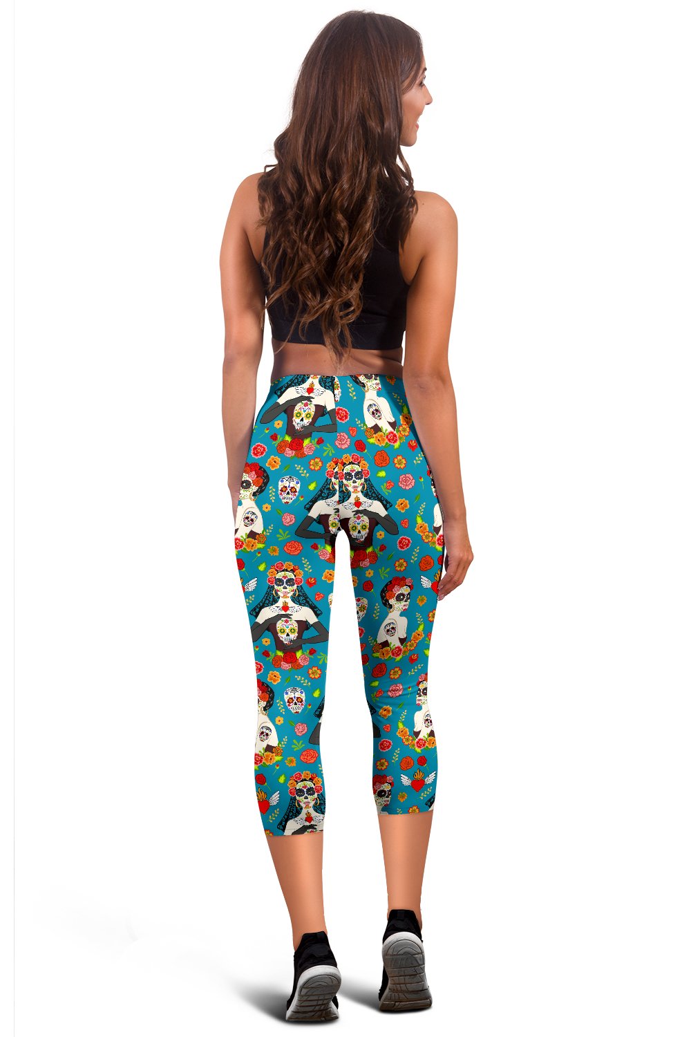 Day of the Dead Old School Girl Design Women Capris