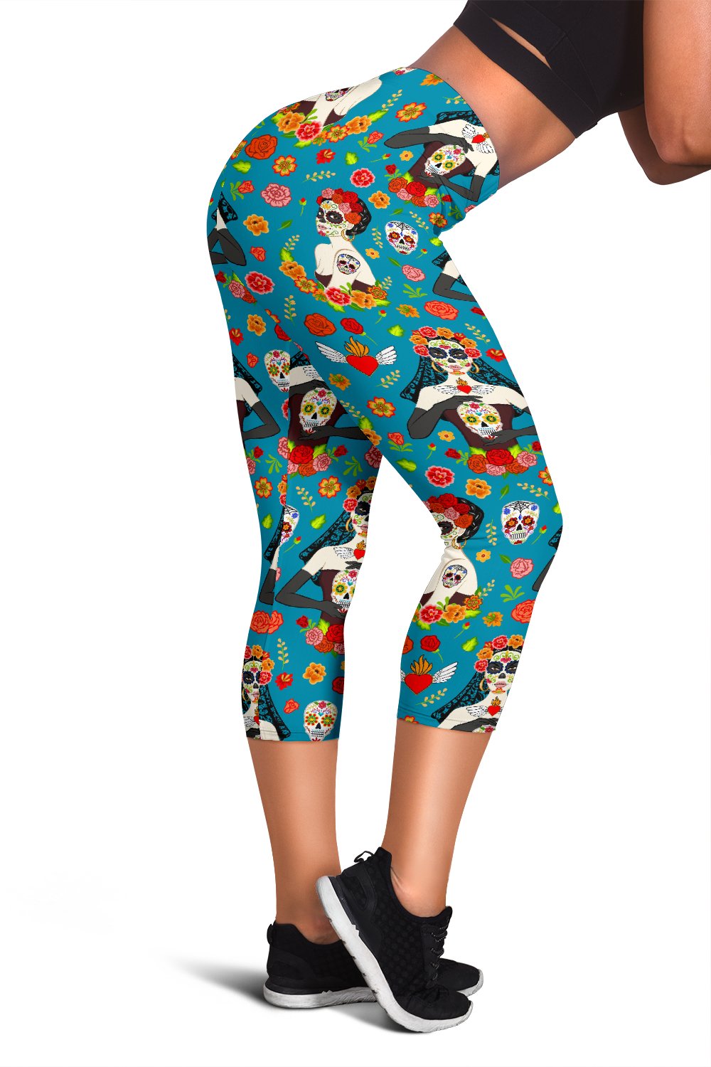 Day of the Dead Old School Girl Design Women Capris