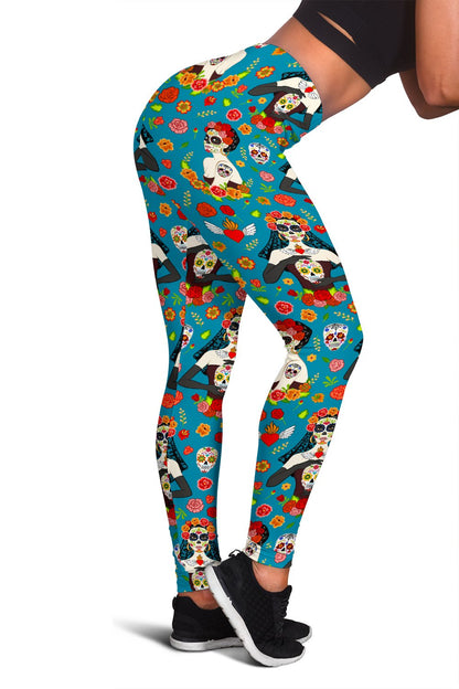 Day of the Dead Old School Girl Design Women Leggings