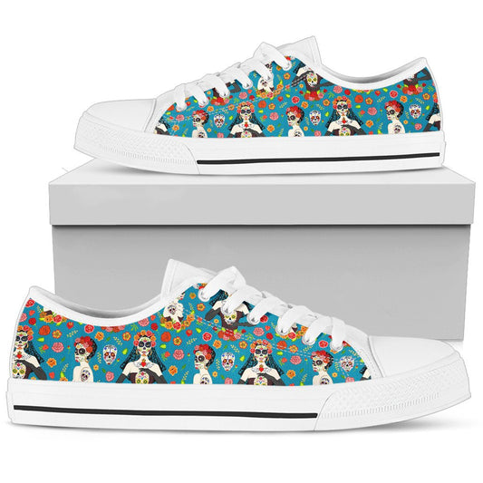 Day of the Dead Old School Girl Design Women Low Top Shoes