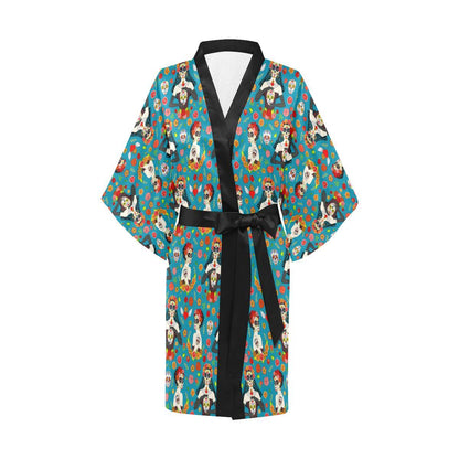 Day of the Dead Old School Girl Design Women Short Kimono Robe