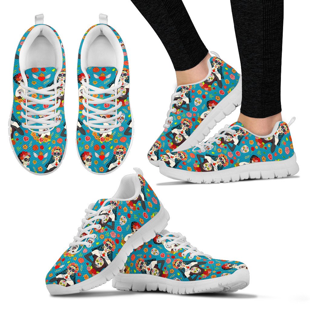 Day Of The Dead Old School Girl Design Women Sneakers Shoes