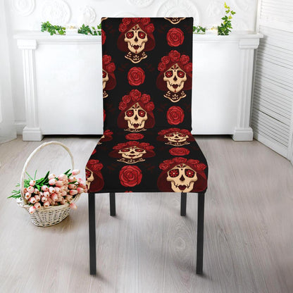 Day of the Dead Skull Girl Pattern Dinning Chair Slipper-JTAMIGO.COM