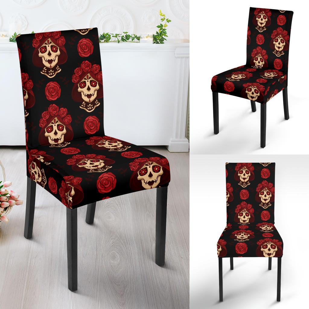 Day of the Dead Skull Girl Pattern Dinning Chair Slipper-JTAMIGO.COM