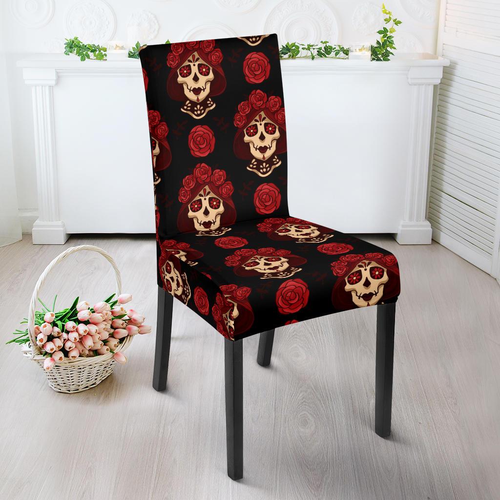 Day of the Dead Skull Girl Pattern Dinning Chair Slipper-JTAMIGO.COM