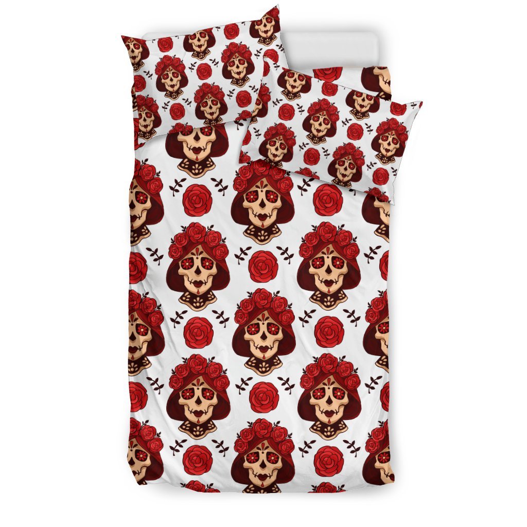 Day Of The Dead Skull Girl Pattern Duvet Cover Bedding Set