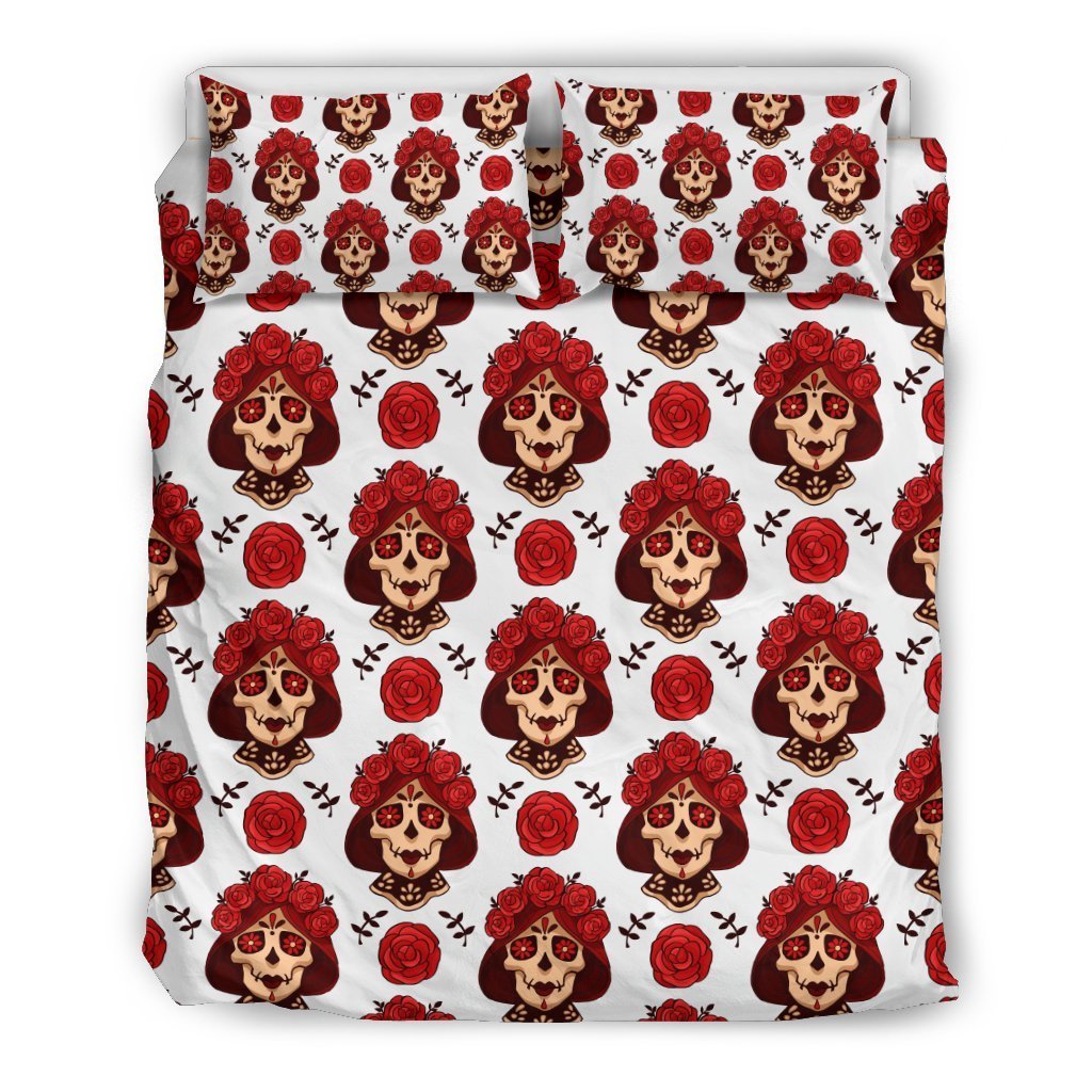 Day Of The Dead Skull Girl Pattern Duvet Cover Bedding Set