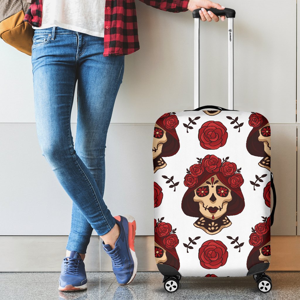 Day Of The Dead Skull Girl Pattern Luggage Cover Protector