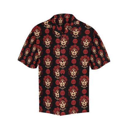 Day of the Dead Skull Girl Pattern Men Aloha Hawaiian Shirt