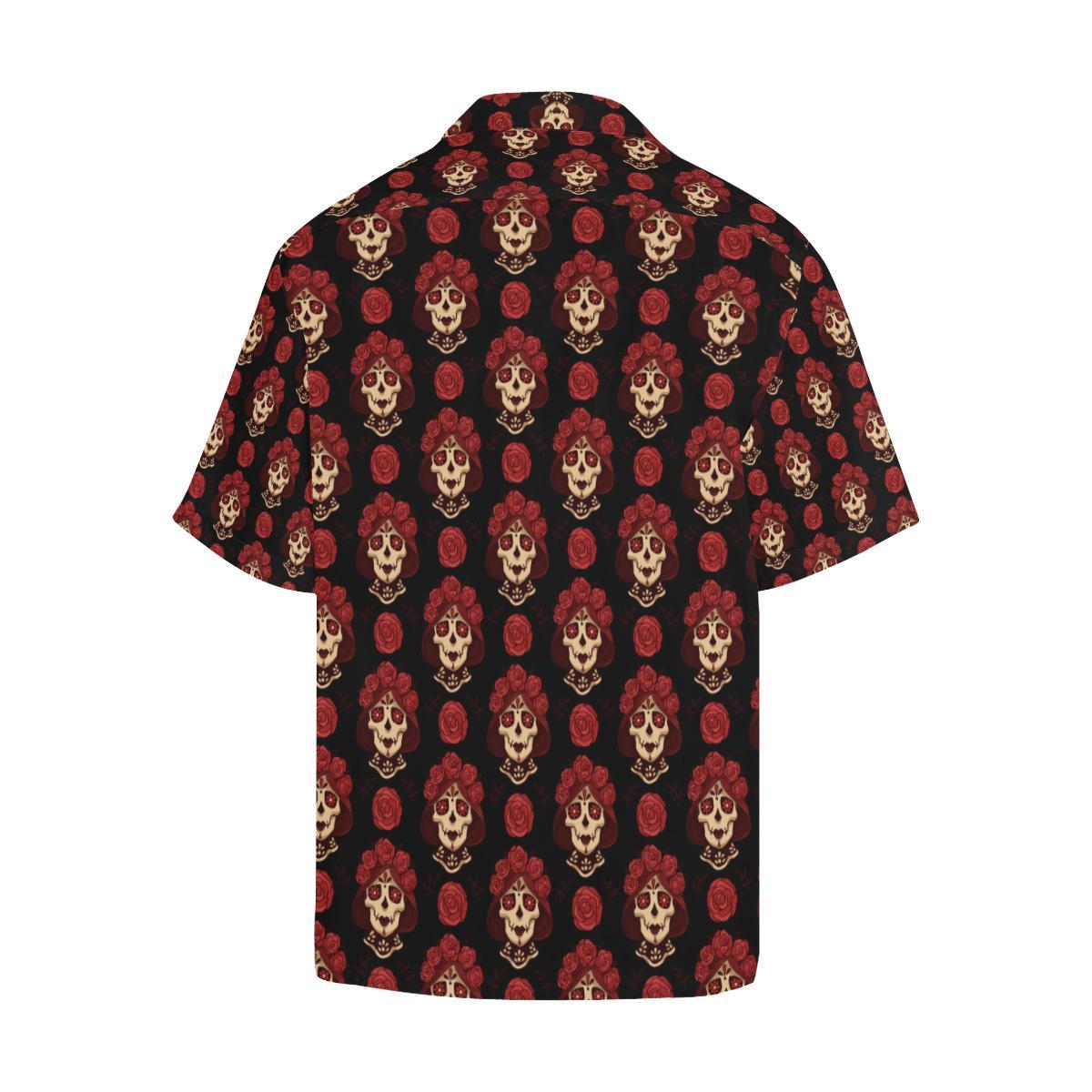 Day of the Dead Skull Girl Pattern Men Aloha Hawaiian Shirt