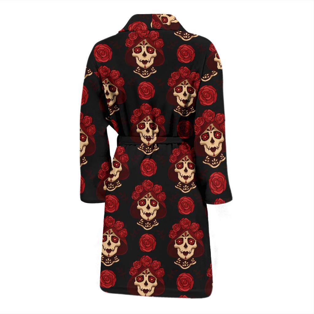 Day of the Dead Skull Girl Pattern Men Bath Robe-JTAMIGO.COM