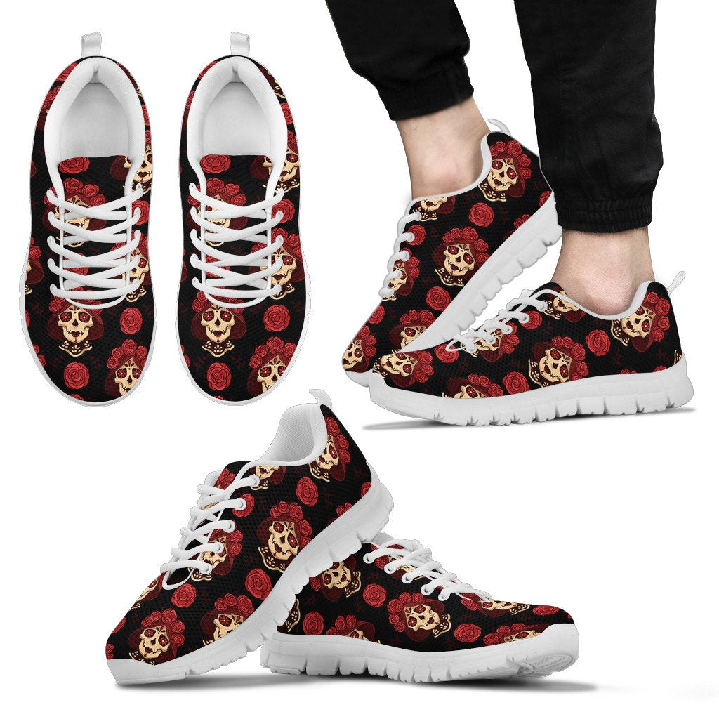Day of the Dead Skull Girl Pattern Men Sneakers Shoes