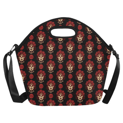 Day of the Dead Skull Girl Pattern Neoprene Lunch Bag (Model 1669)(Large)-JTAMIGO.COM