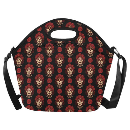 Day of the Dead Skull Girl Pattern Neoprene Lunch Bag (Model 1669)(Large)-JTAMIGO.COM