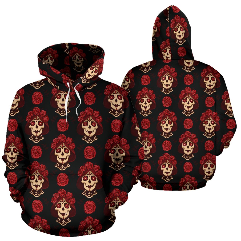 Day of the Dead Skull Girl Pattern Pullover Hoodie