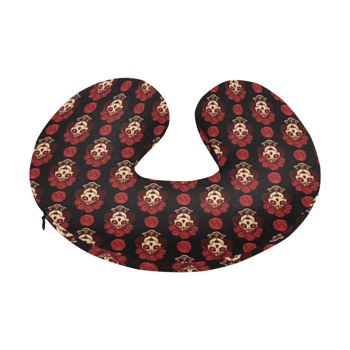 Day of the Dead Skull Girl Pattern U-Shaped Travel Neck Pillow-JTAMIGO.COM