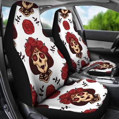 Day of the Dead Skull Girl Pattern Universal Fit Car Seat Covers