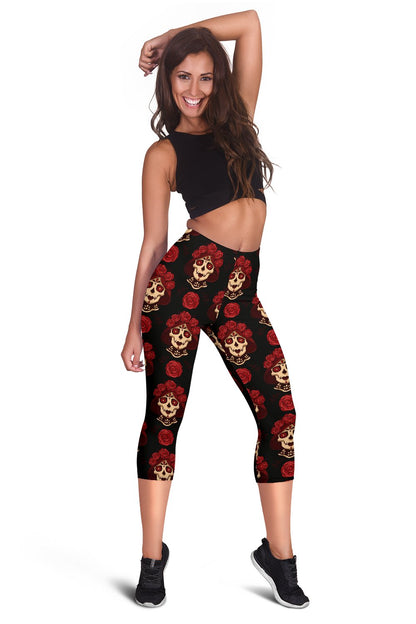 Day of the Dead Skull Girl Pattern Women Capris