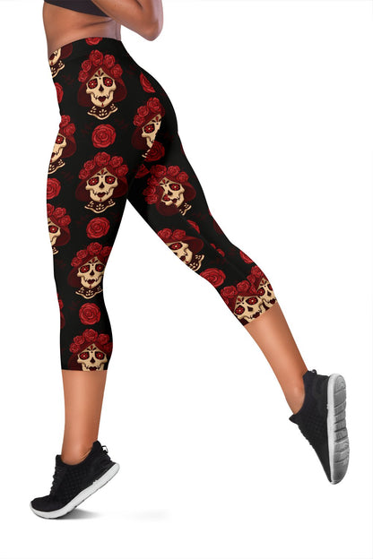 Day of the Dead Skull Girl Pattern Women Capris