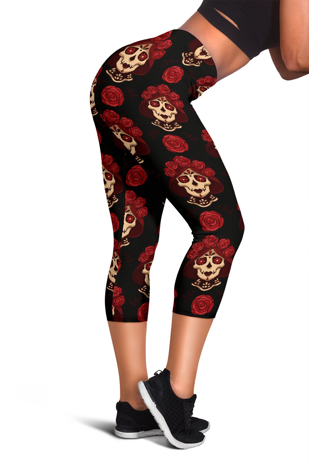 Day of the Dead Skull Girl Pattern Women Capris