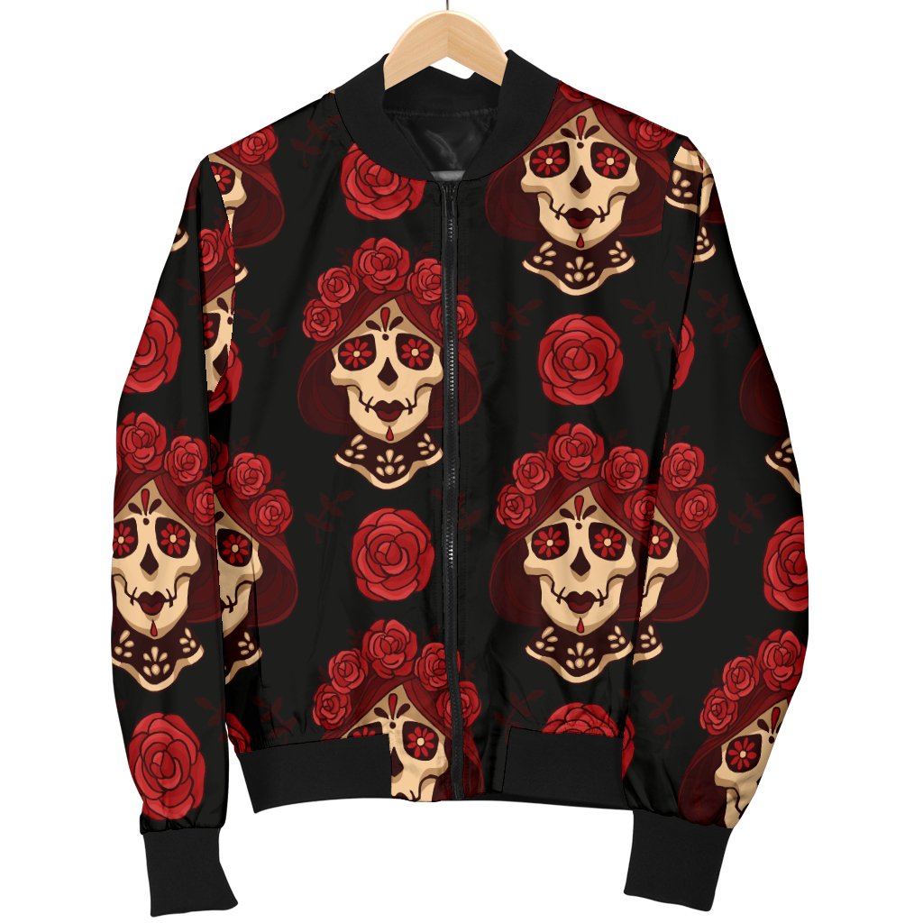 Day of The Dead Skull Girl Pattern Women Casual Bomber Jacket