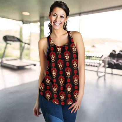 Day of the Dead Skull Girl Pattern Women Racerback Tank Top