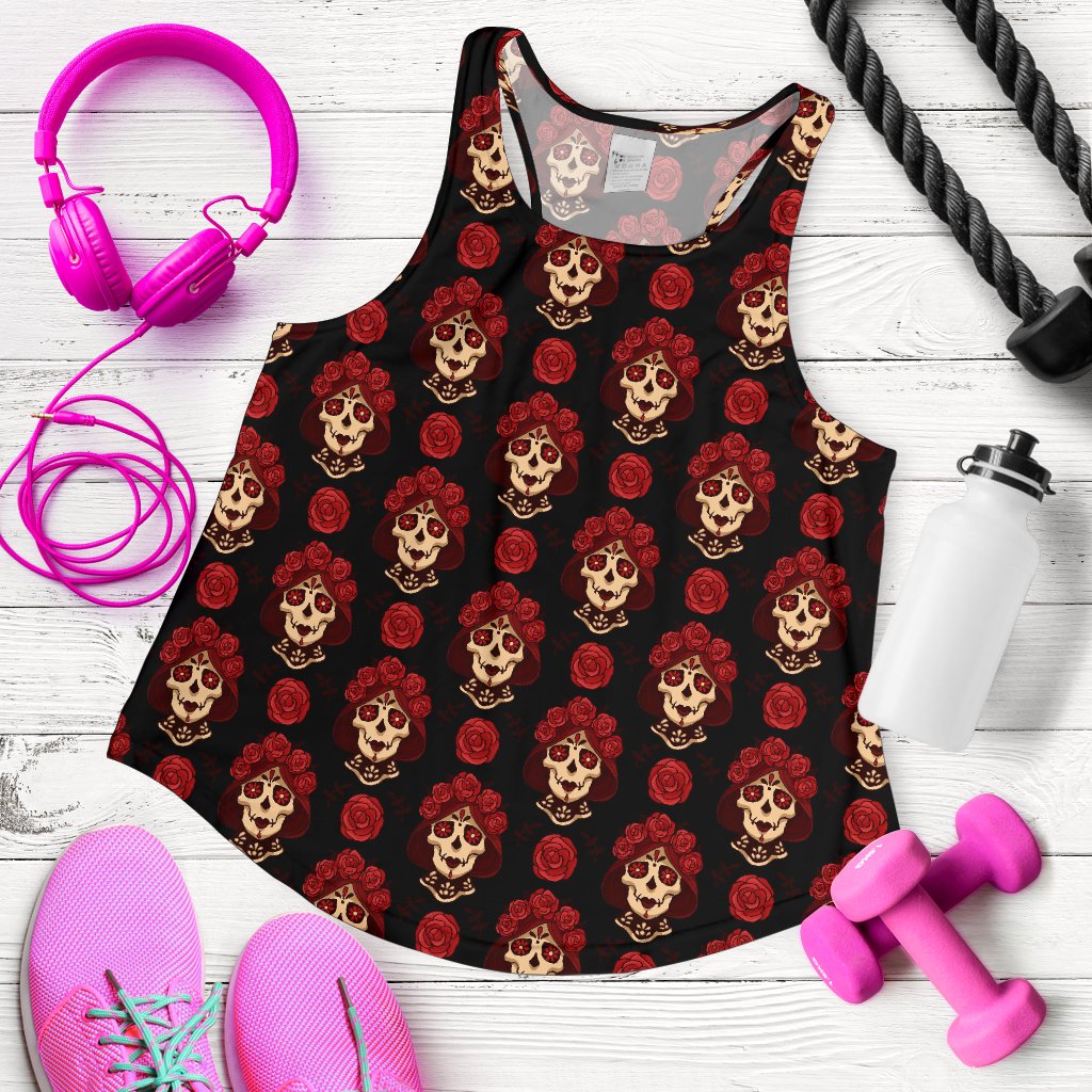 Day of the Dead Skull Girl Pattern Women Racerback Tank Top