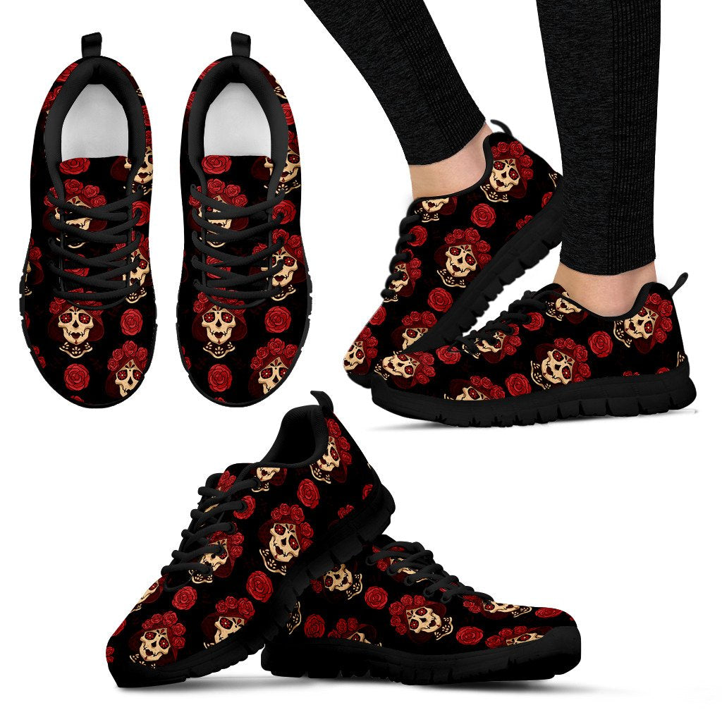 Day Of The Dead Skull Girl Pattern Women Sneakers Shoes