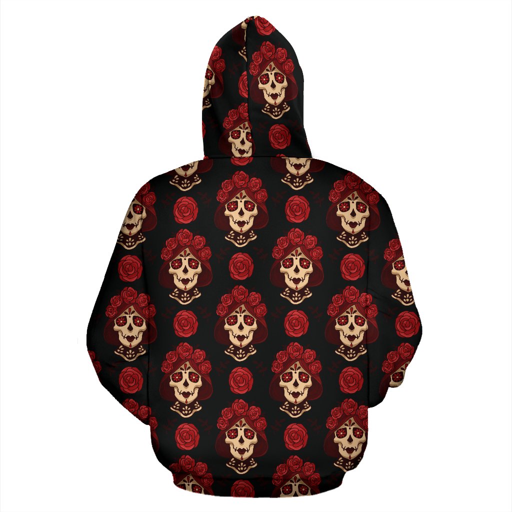 Day of the Dead Skull Girl Pattern Zip Up Hoodie
