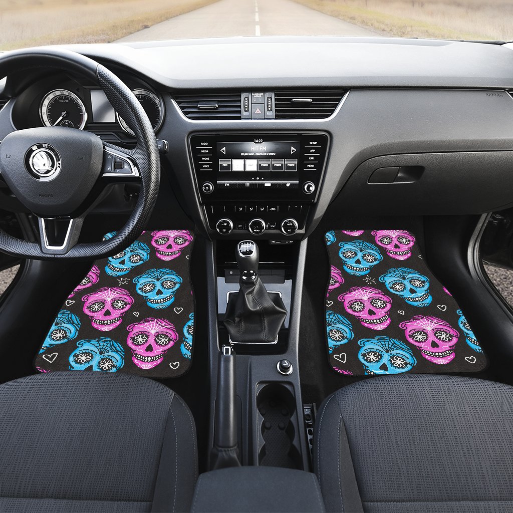 Day of the Dead Skull Print Pattern Car Floor Mats
