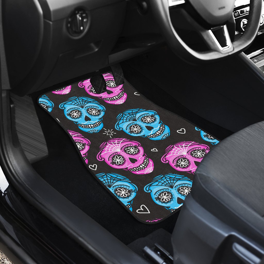 Day of the Dead Skull Print Pattern Car Floor Mats