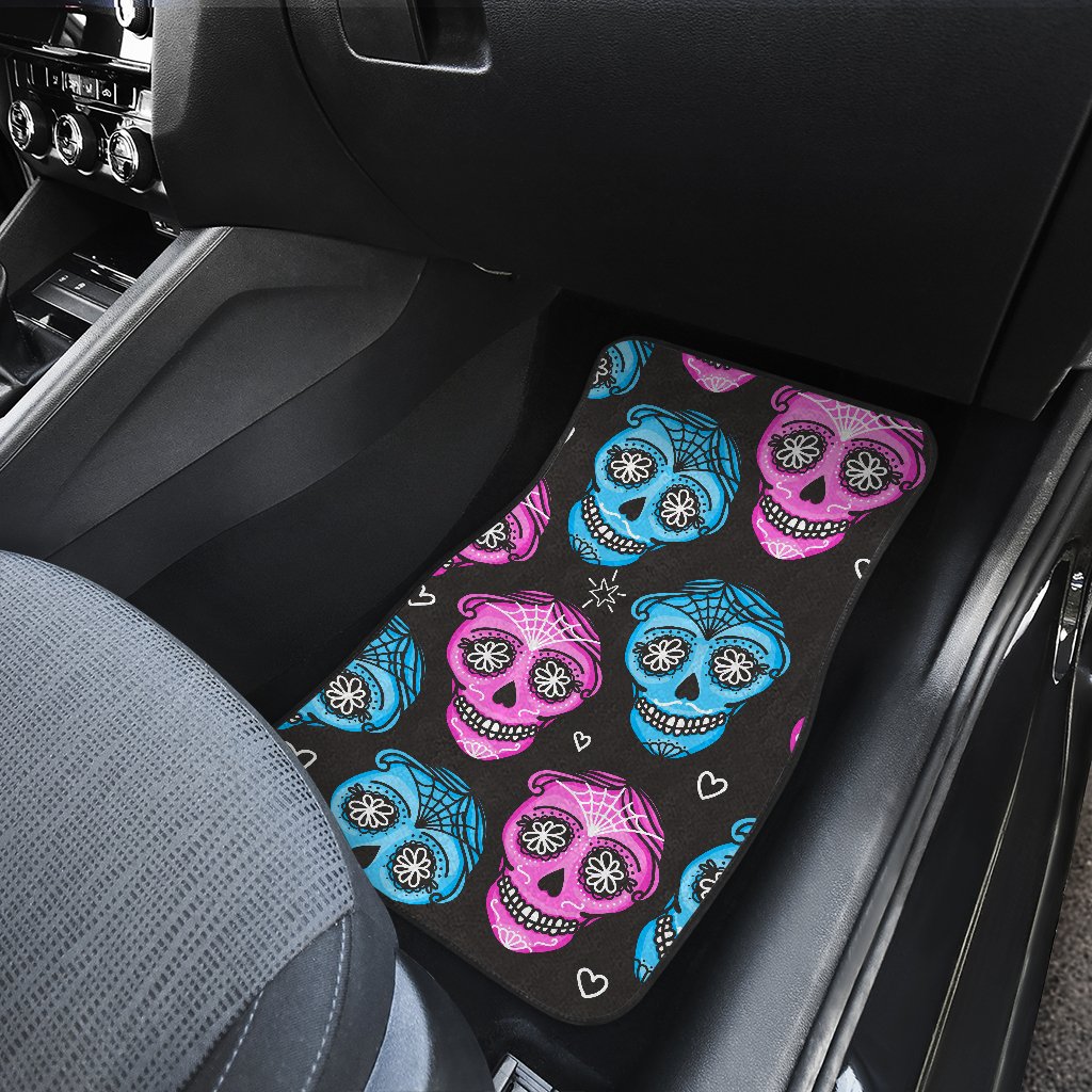 Day of the Dead Skull Print Pattern Car Floor Mats