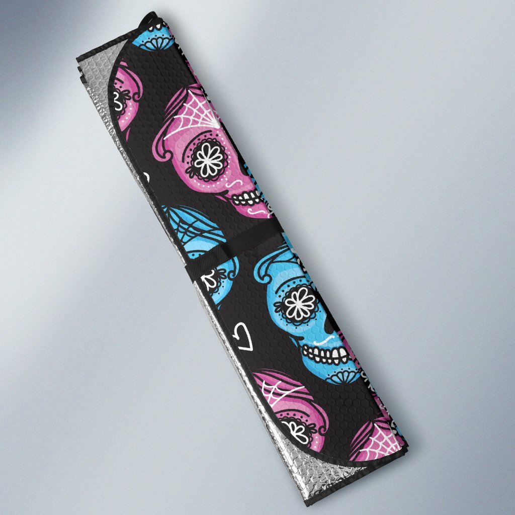 Day of the Dead Skull Print Pattern Car Sun Shade For Windshield
